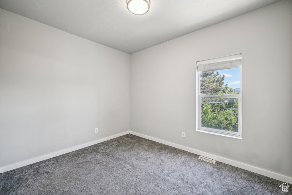 Unfurnished room with carpet flooring and baseboards