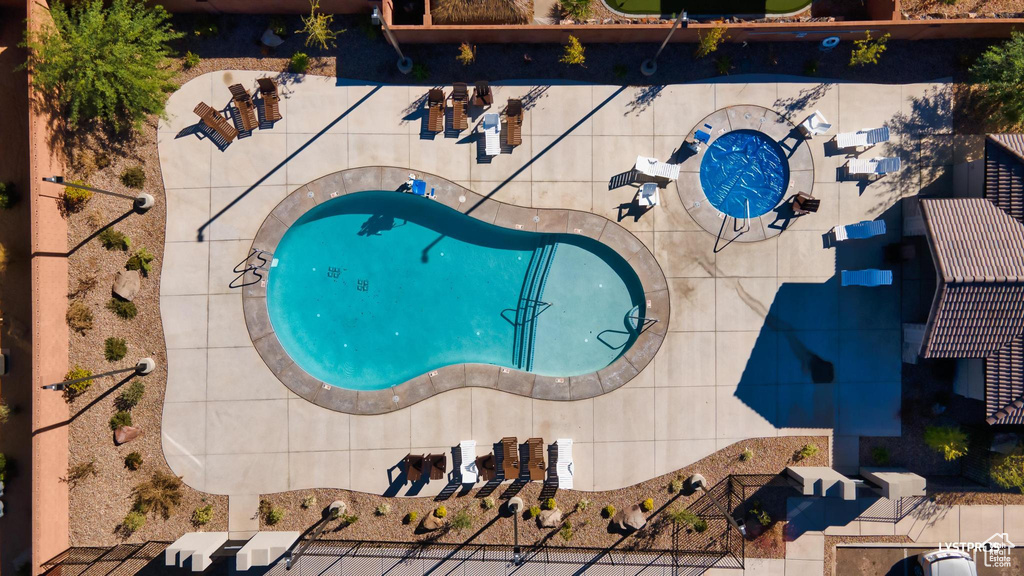 Aerial view of a pool area