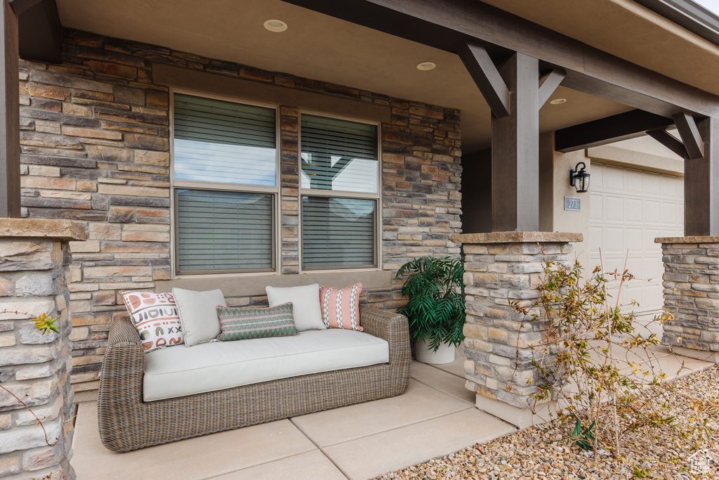View of patio with a porch