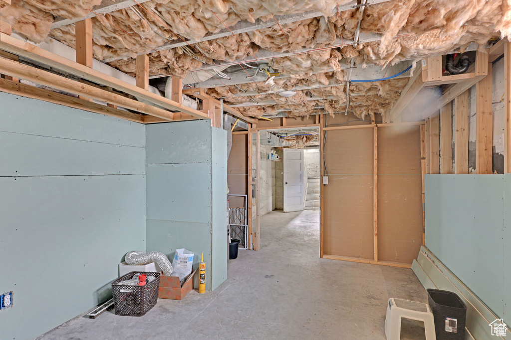 View of unfinished basement