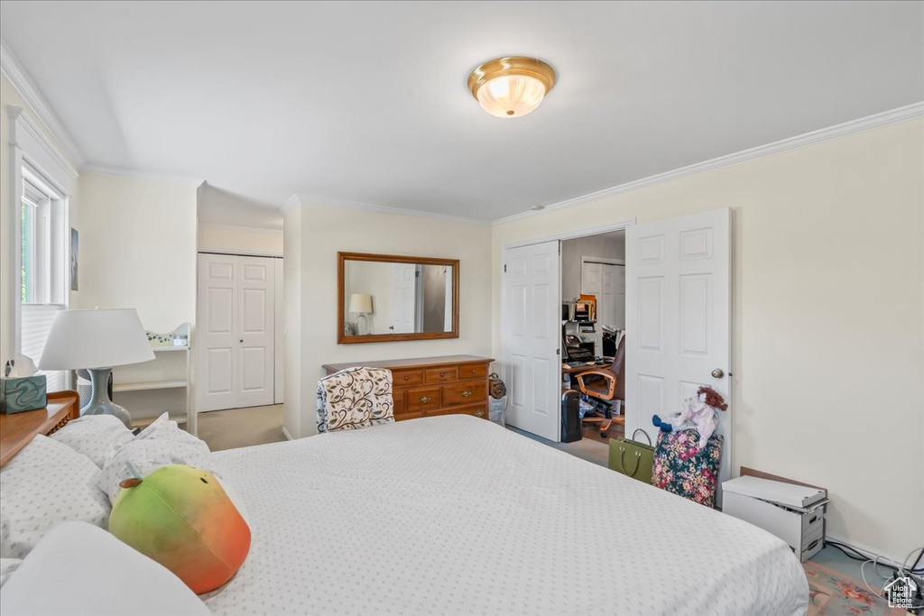 Bedroom with crown molding