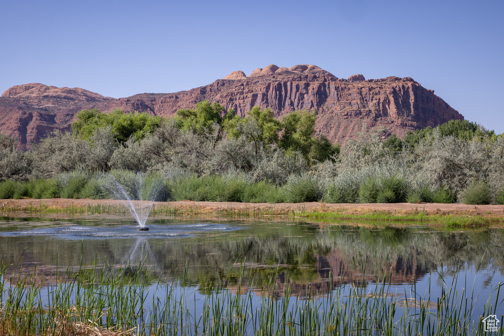 View of mountain background featuring a nearby body of water