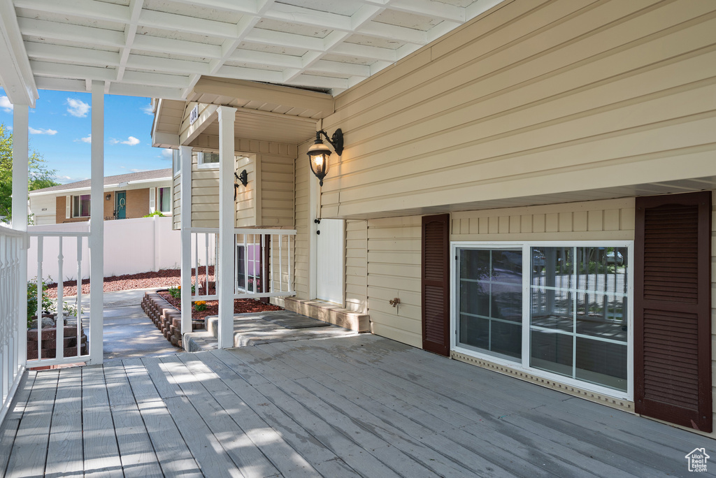 View of wooden deck