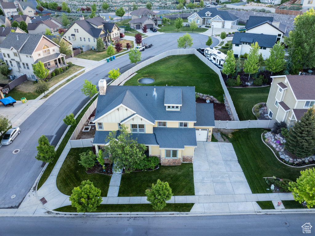 Aerial perspective of suburban area