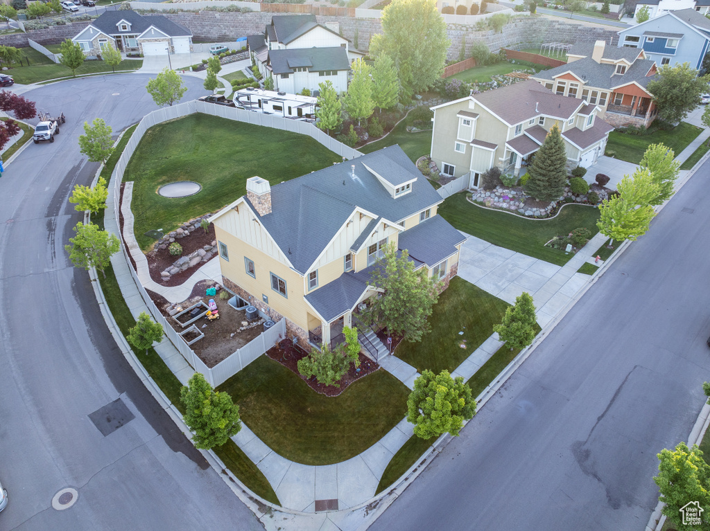 Aerial perspective of suburban area