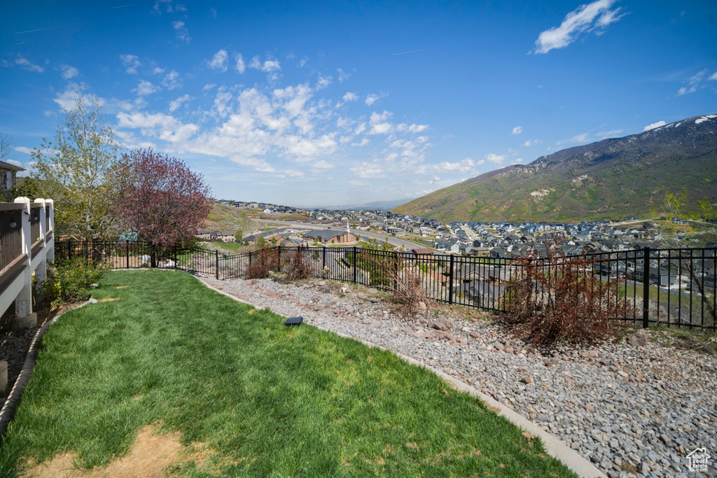 View of yard with a mountain view