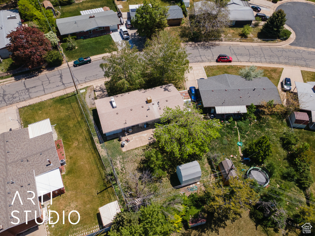 Aerial perspective of suburban area