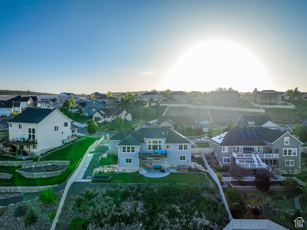 Aerial perspective of suburban area