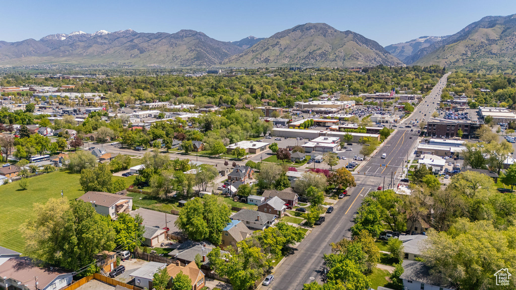 Aerial view of a mountainous background