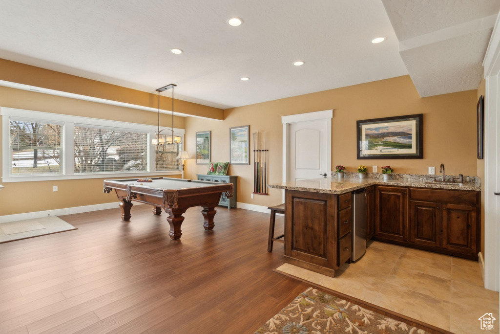 Rec room with billiards, healthy amount of natural light, recessed lighting, and baseboards