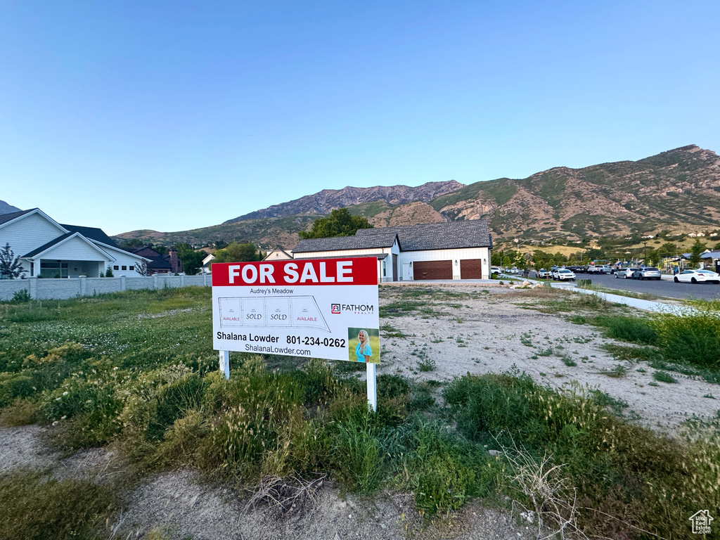 Exterior view of a mountain backdrop and driveway