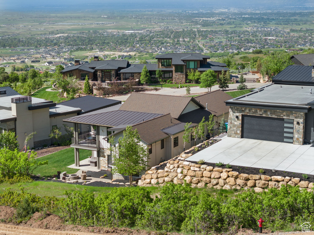 Aerial perspective of suburban area