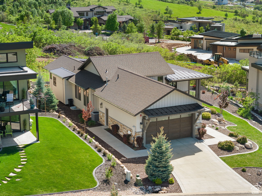 Aerial perspective of suburban area