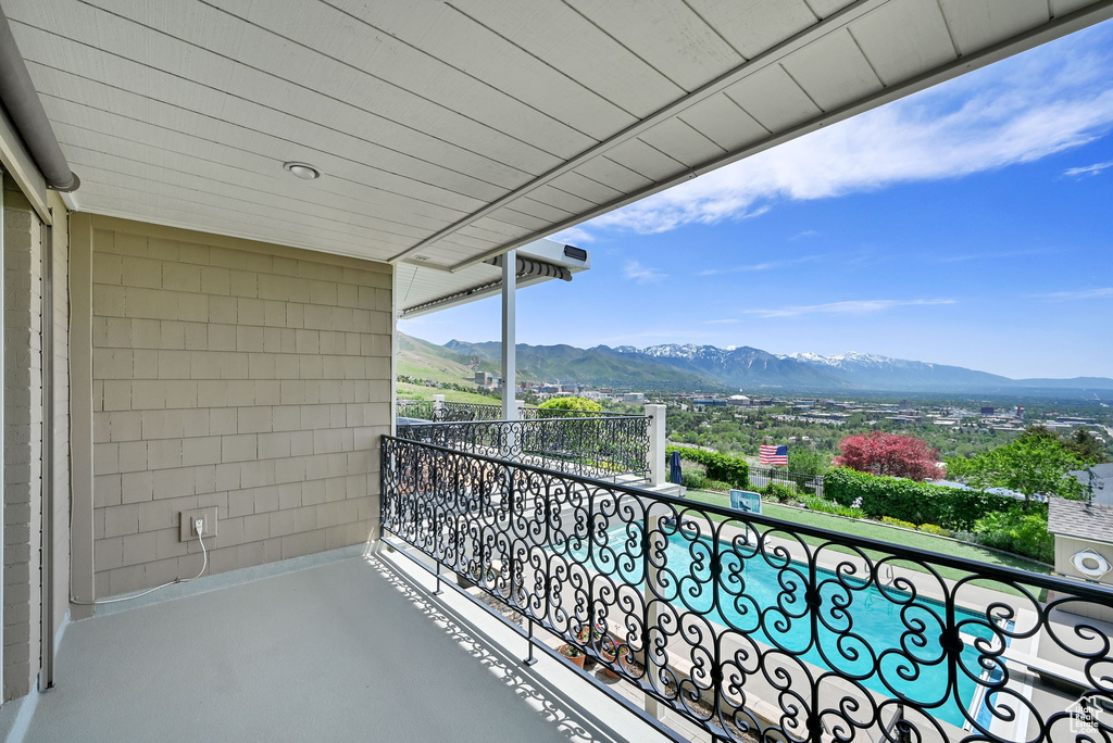 Balcony with a mountain view