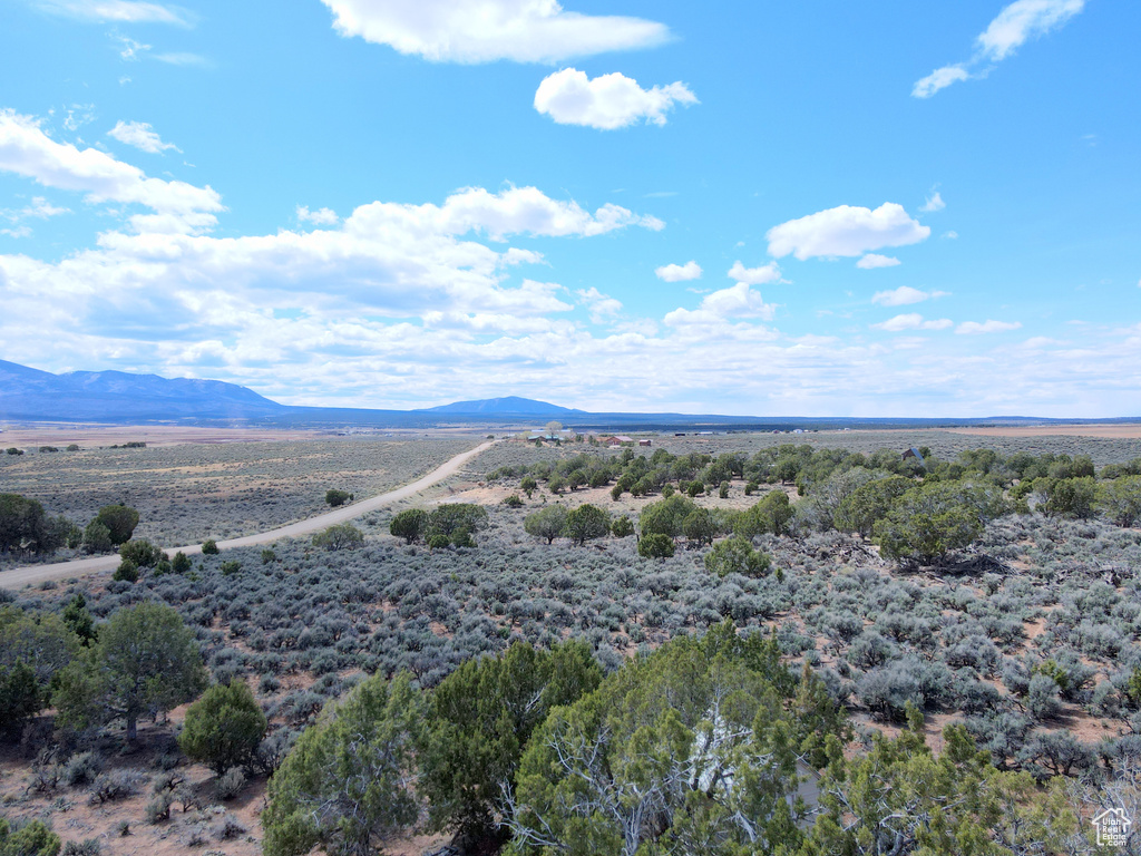 Drone / aerial view of a mountainous background