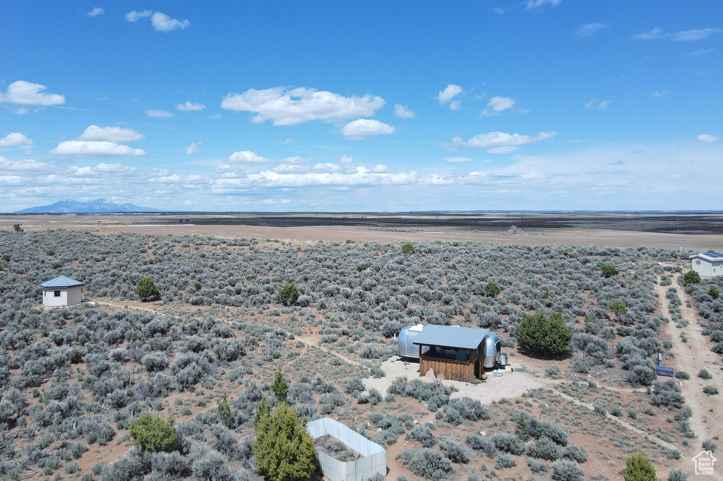 Aerial view of sparsely populated area featuring a desert landscape