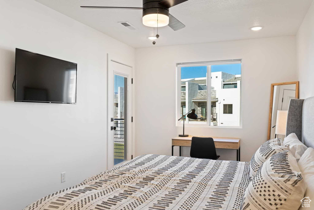 Bedroom with a ceiling fan