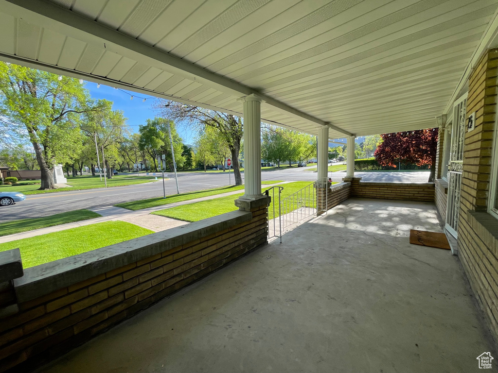 View of patio with a porch
