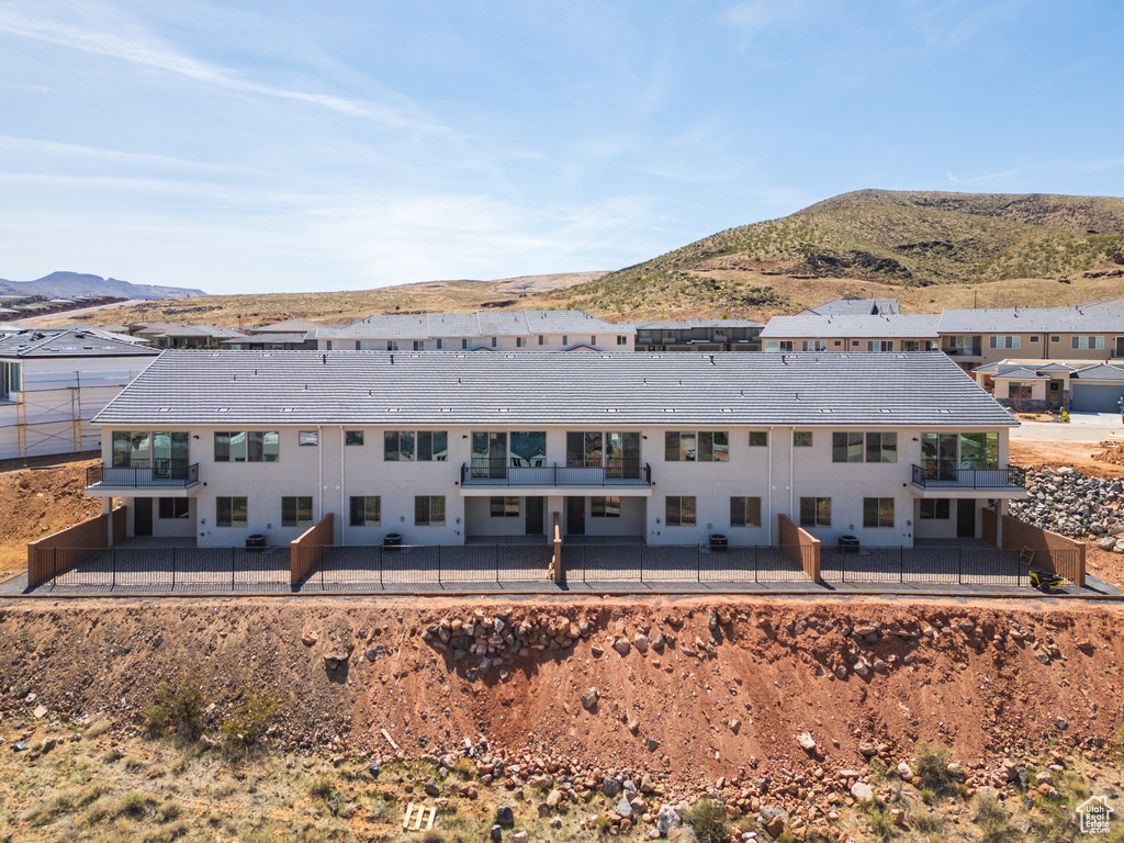 View from above of property featuring mountains