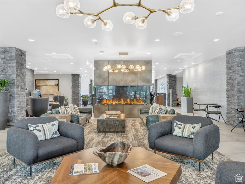 Lobby with recessed lighting