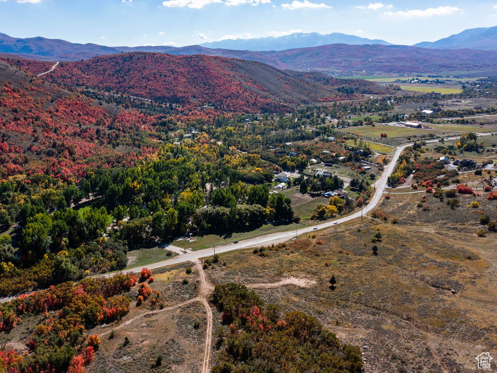 Aerial view of a mountain backdrop