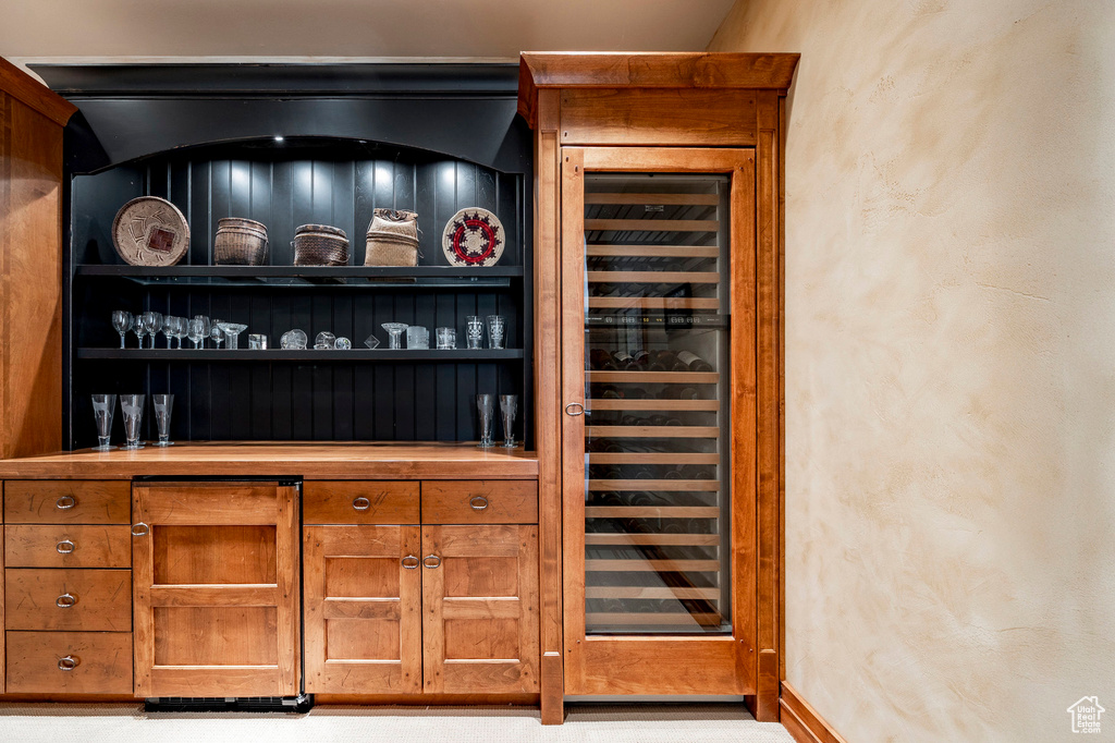 Bar area featuring wine cooler