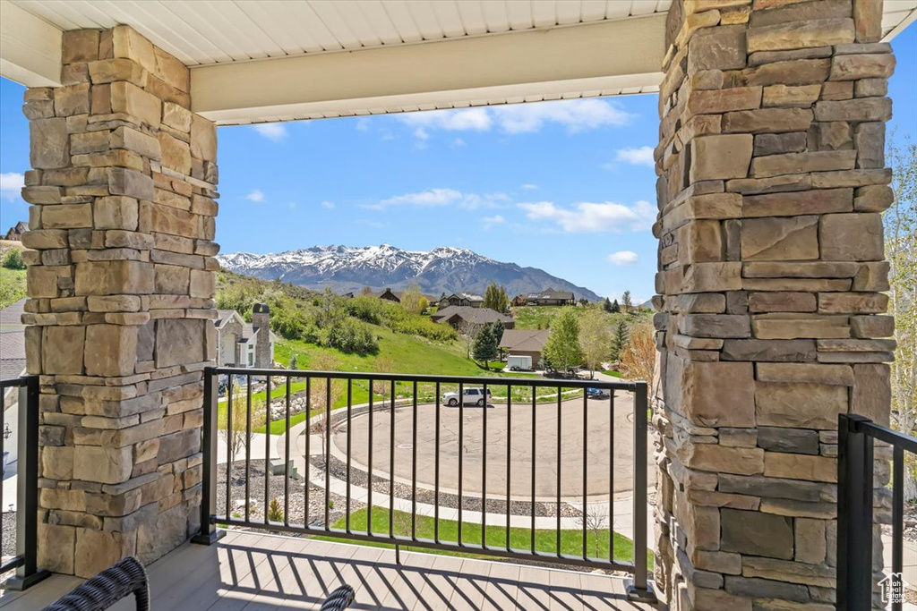 Balcony with a mountain view