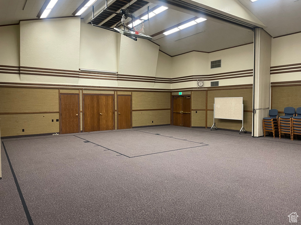 Garage featuring wainscoting