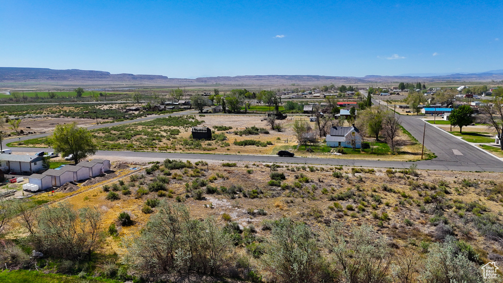 Aerial view of sparsely populated area featuring mountains