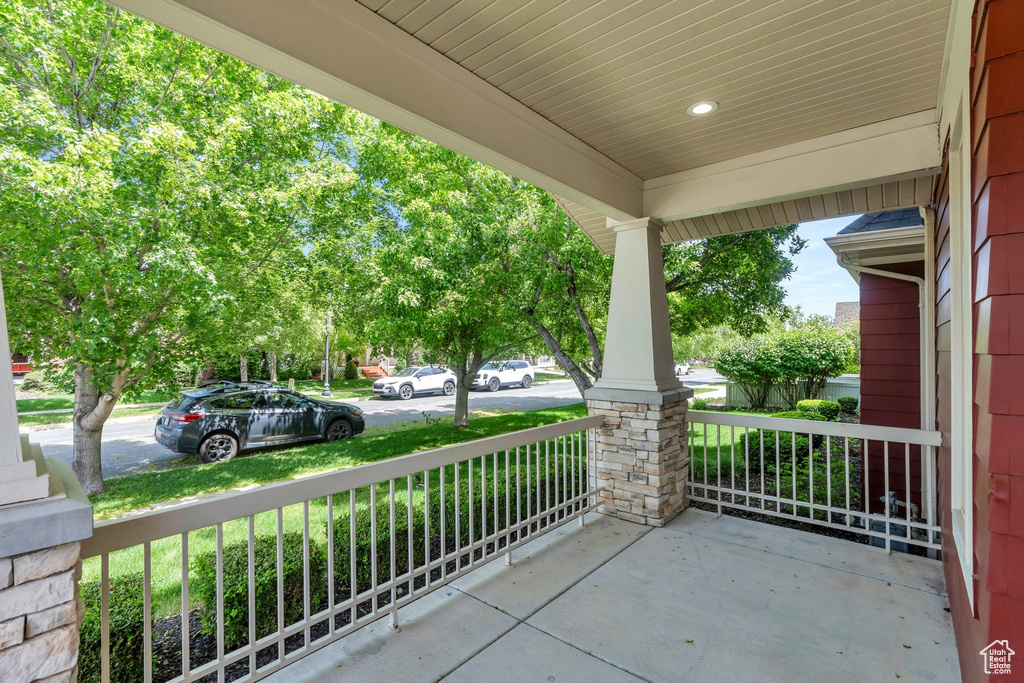 View of patio featuring a porch