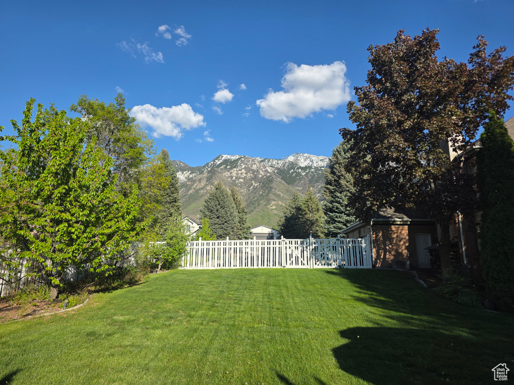 View of yard with a mountain view