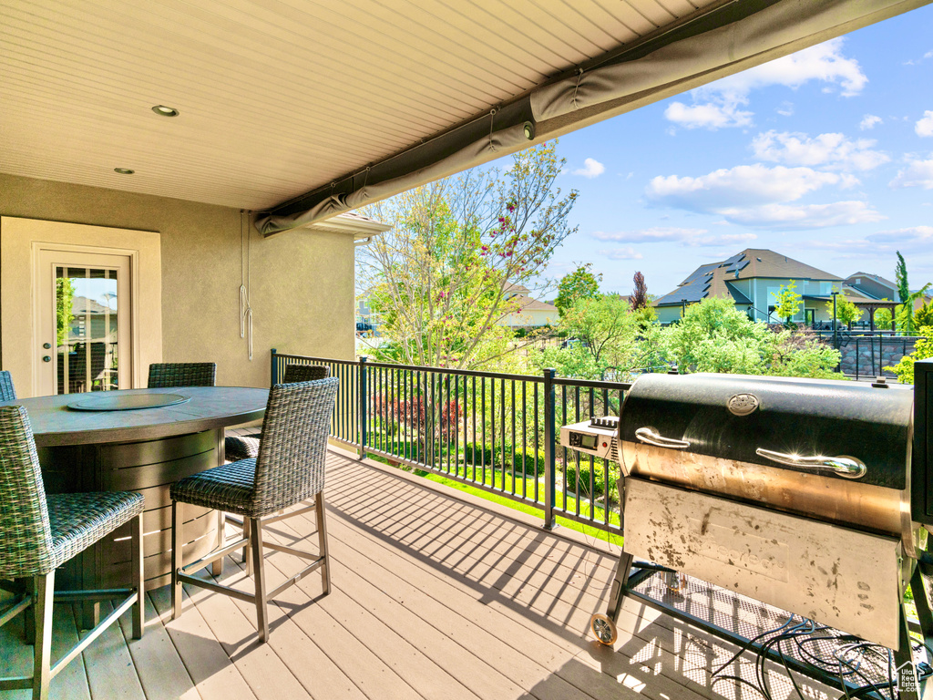 Wooden deck with area for grilling