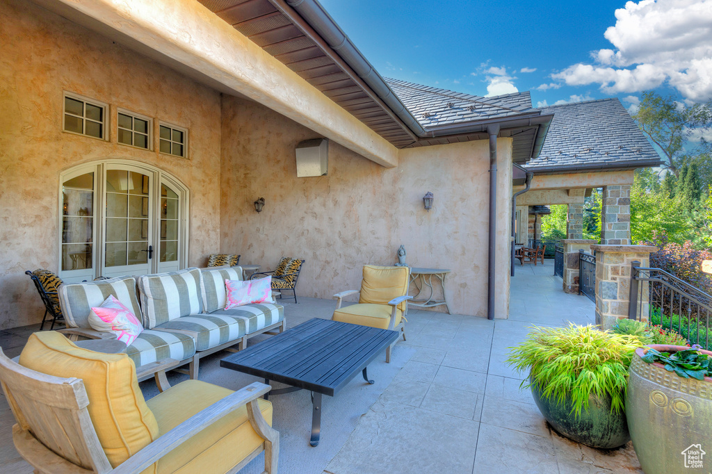 View of patio with outdoor lounge area