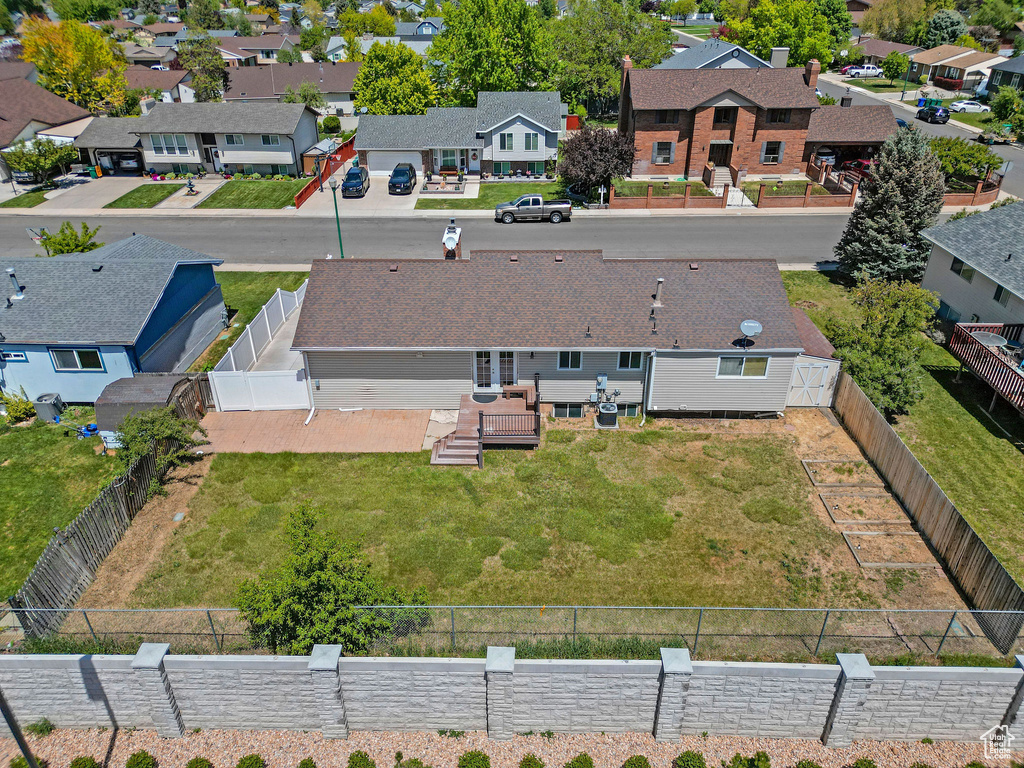 Aerial perspective of suburban area