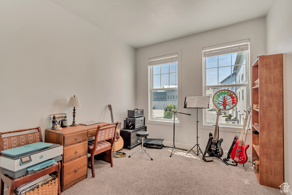 Office space with carpet