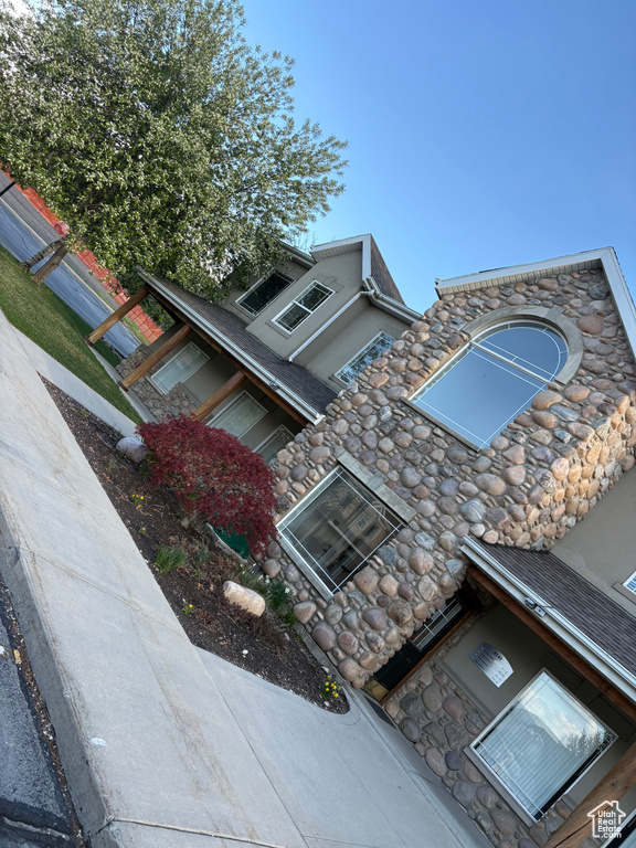 Exterior view of stone siding