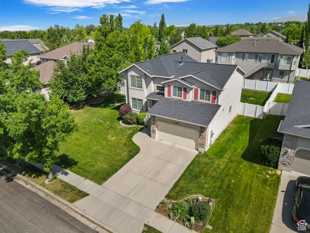 Aerial perspective of suburban area