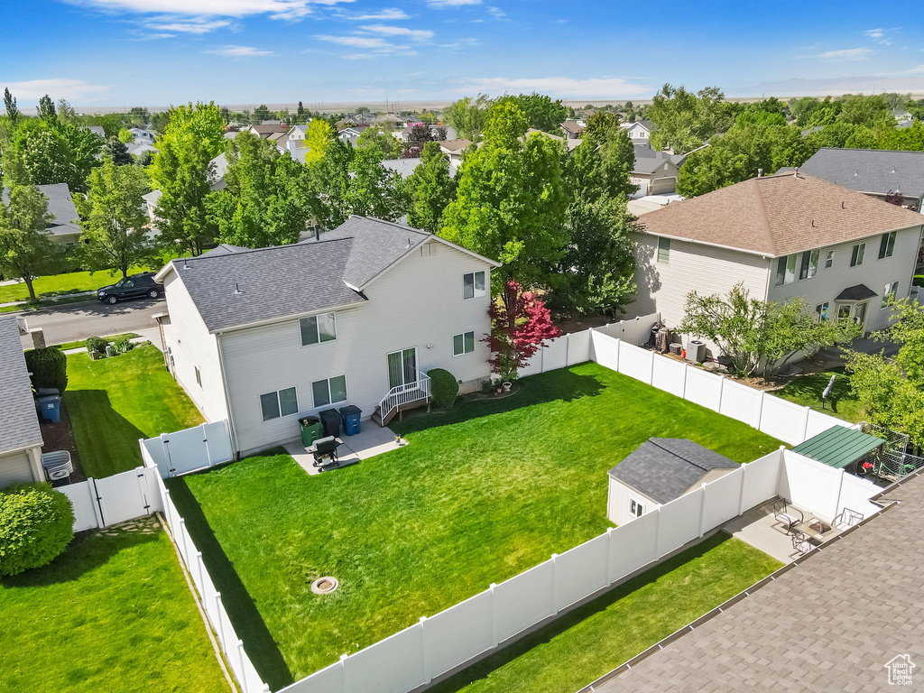 Aerial perspective of suburban area