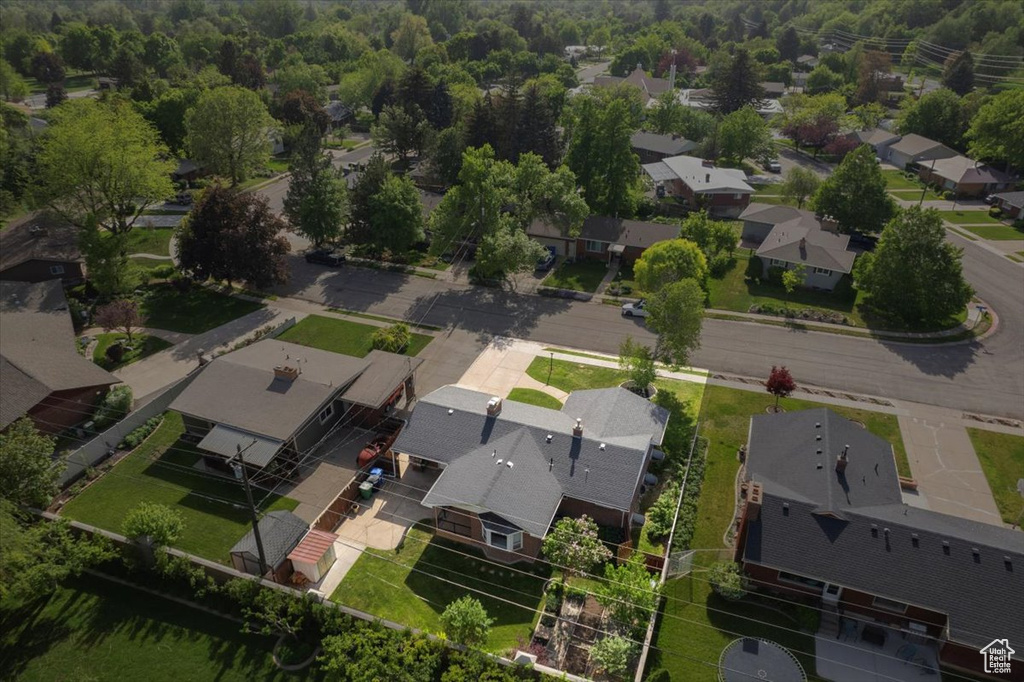 Aerial perspective of suburban area
