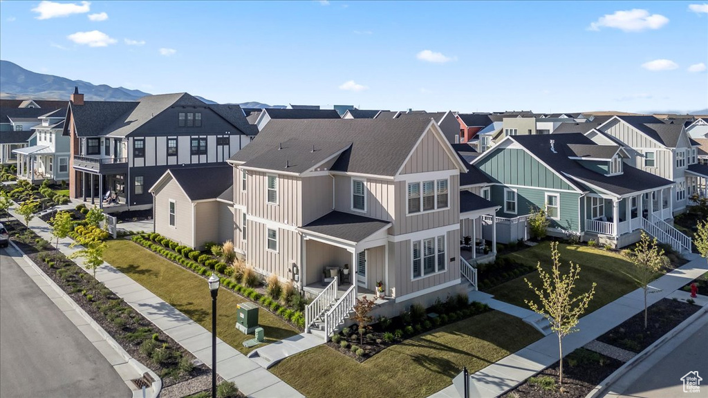 Aerial perspective of suburban area