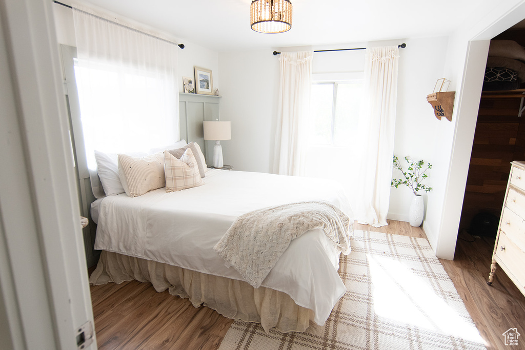 Bedroom with light wood-type flooring