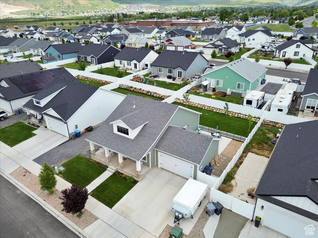 Aerial perspective of suburban area