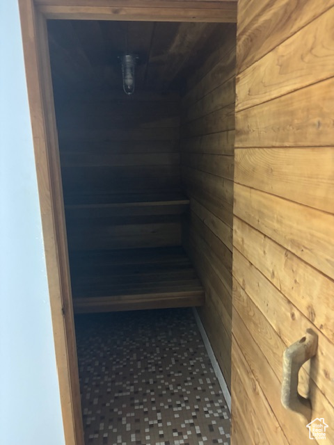 Relaxing sauna / steam room with wood walls