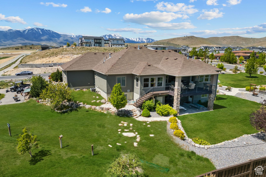 View from above of property with mountains