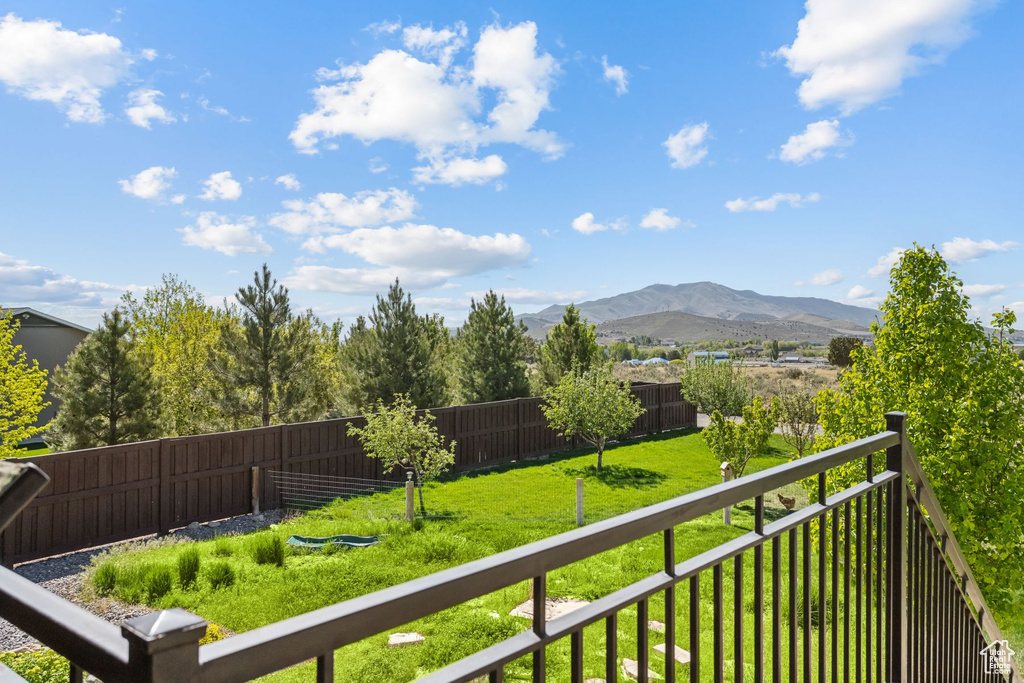 Balcony with a mountain view