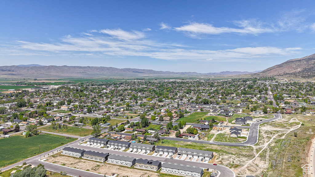 Bird's eye view of a mountain backdrop