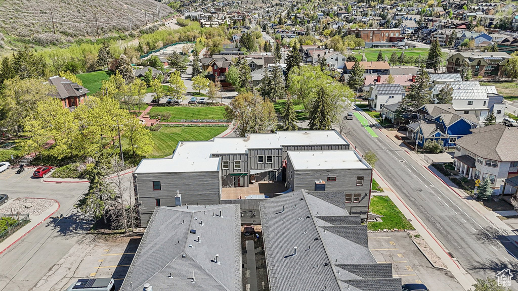 Aerial perspective of suburban area