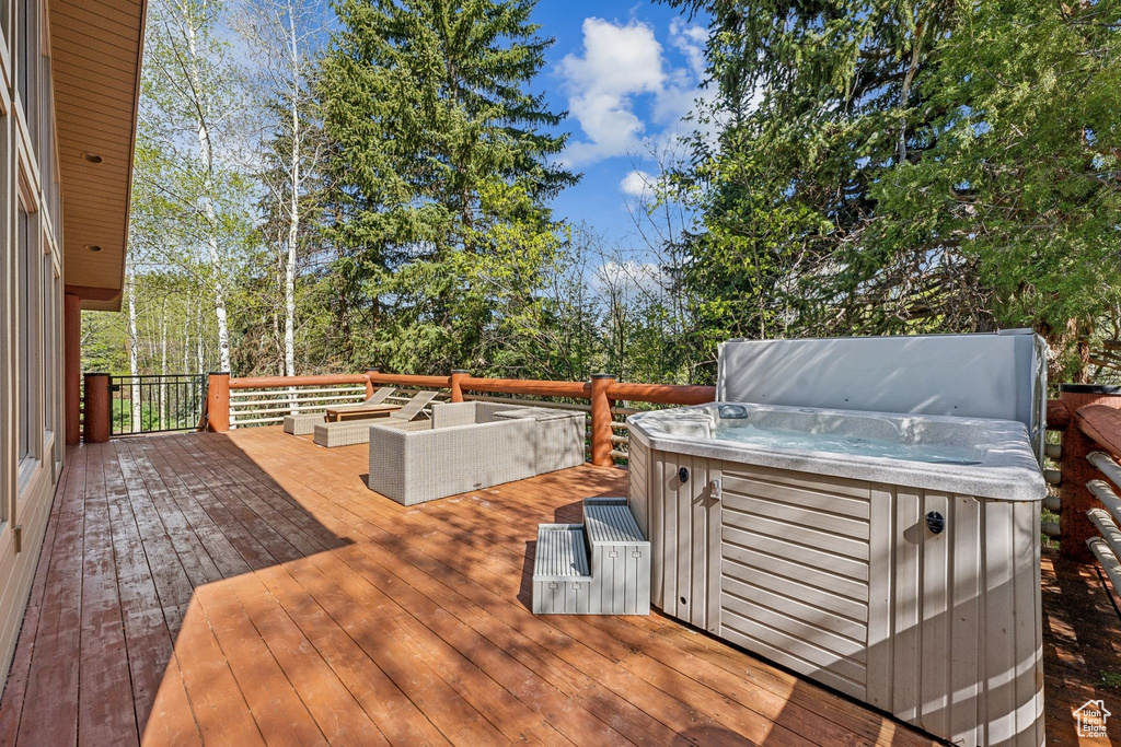 Deck with a hot tub