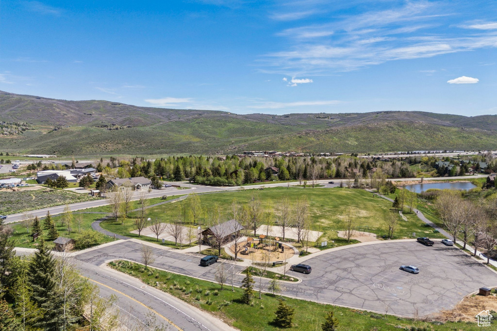 Aerial view of property\\\'s location with a water and mountain view