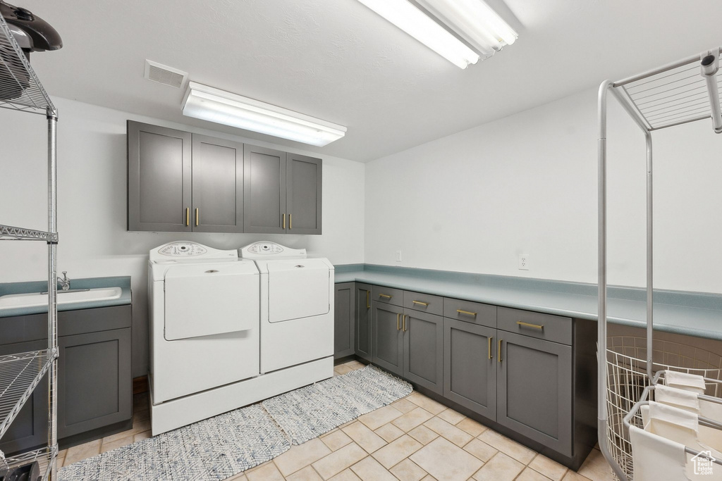 Laundry room featuring cabinet space and washing machine and clothes dryer